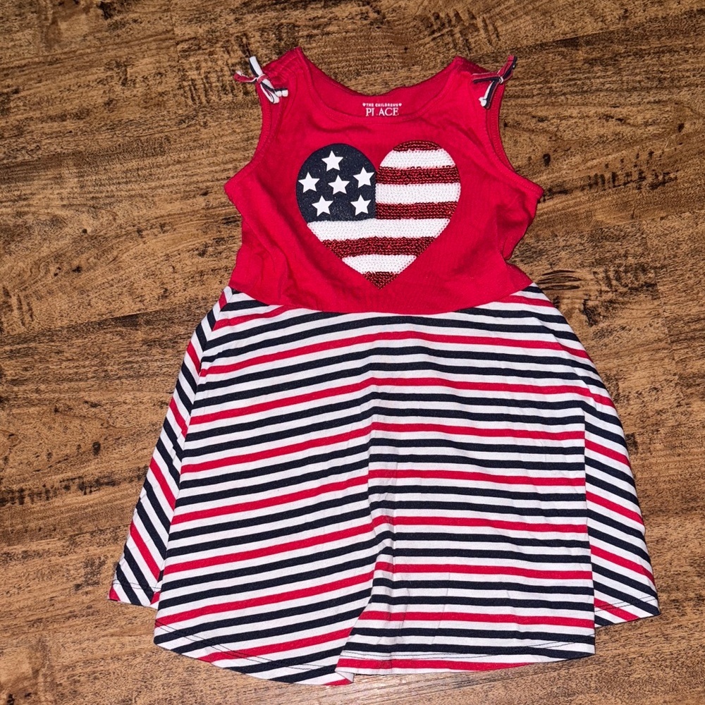 Red and Blue Striped Heart Tank Top dress 4t